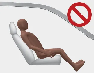 Kia Seltos warning not to excessively recline the front passenger seatback